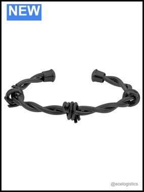 Stainless Steel Barbed Wire Bangle Bracelet Black Ion Plating